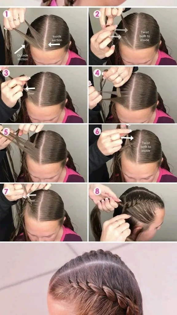 انواع روش بافت مو 2025 | آموزش ساده و شیک به سبک دخترونه✨ 15 Hair weaving method 13