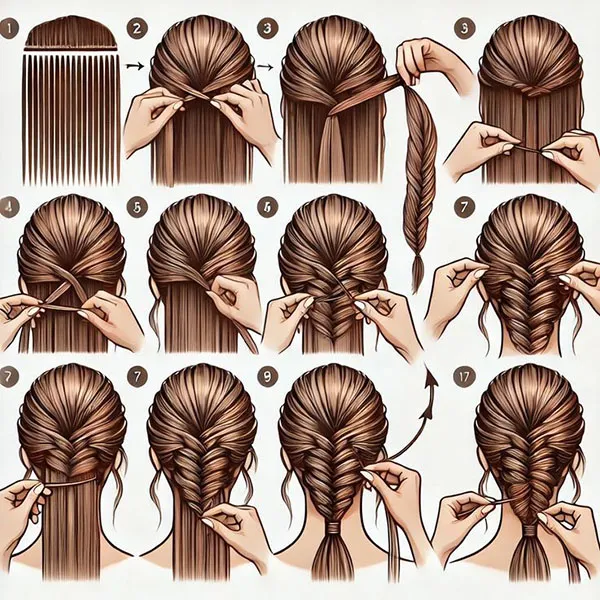 انواع روش بافت مو 2025 | آموزش ساده و شیک به سبک دخترونه✨ 21 Hair weaving method 18