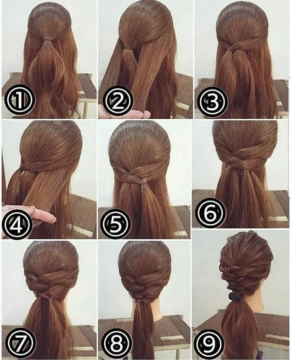 انواع روش بافت مو 2025 | آموزش ساده و شیک به سبک دخترونه✨ 11 Hair weaving method 8