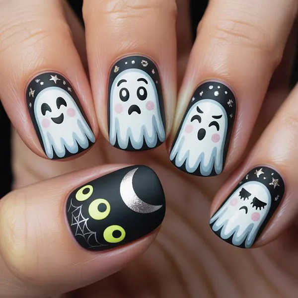34 طرح ناخن هالووین ترسناک ولی شیرین ؛ ناخنات هم آمادهی هالووین شدن؟ 🎃 18 Halloween nail design 15