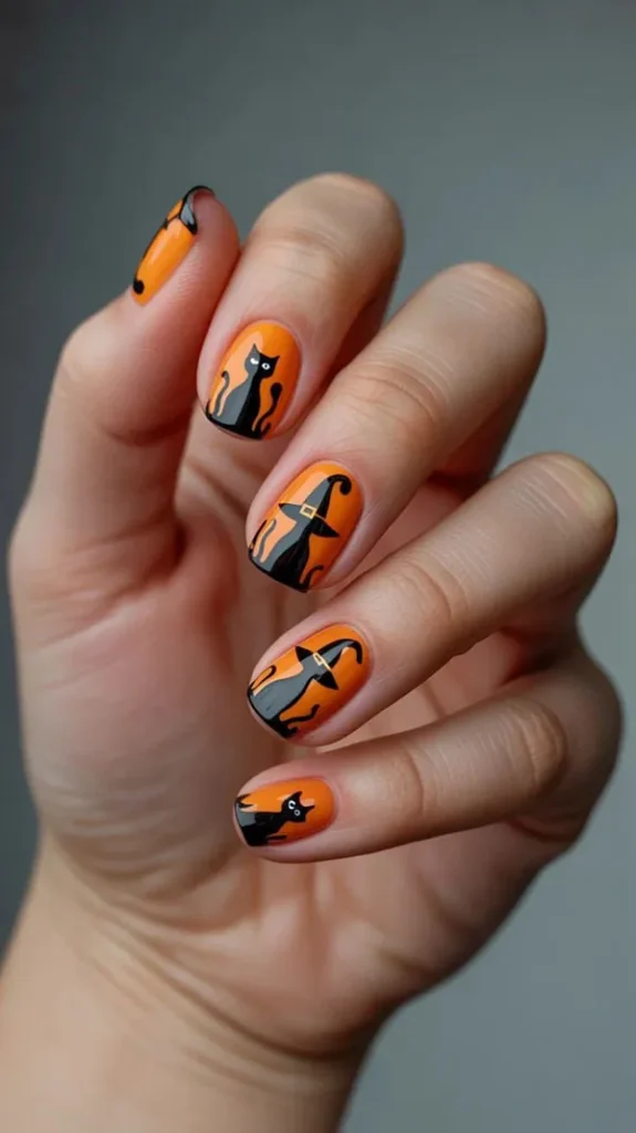 34 طرح ناخن هالووین ترسناک ولی شیرین ؛ ناخنات هم آمادهی هالووین شدن؟ 🎃 30 Halloween nail design 25