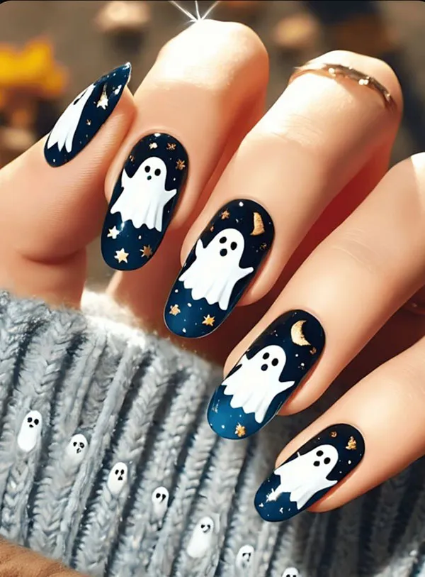 34 طرح ناخن هالووین ترسناک ولی شیرین ؛ ناخنات هم آمادهی هالووین شدن؟ 🎃 9 Halloween nail design 33