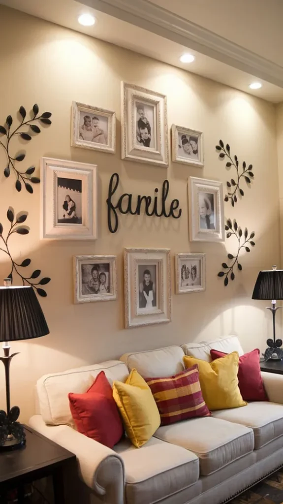 Photo frame arrangement in the reception area 21