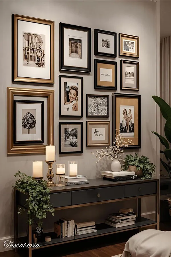 Photo frame arrangement in the reception area 23