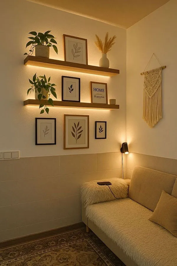 Photo frame arrangement in the reception area 27