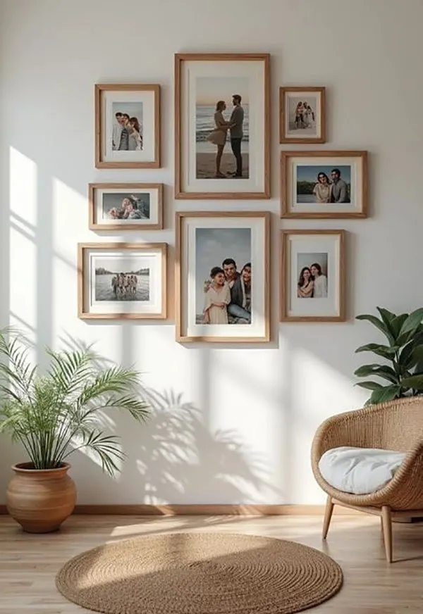 Photo frame arrangement in the reception area 4