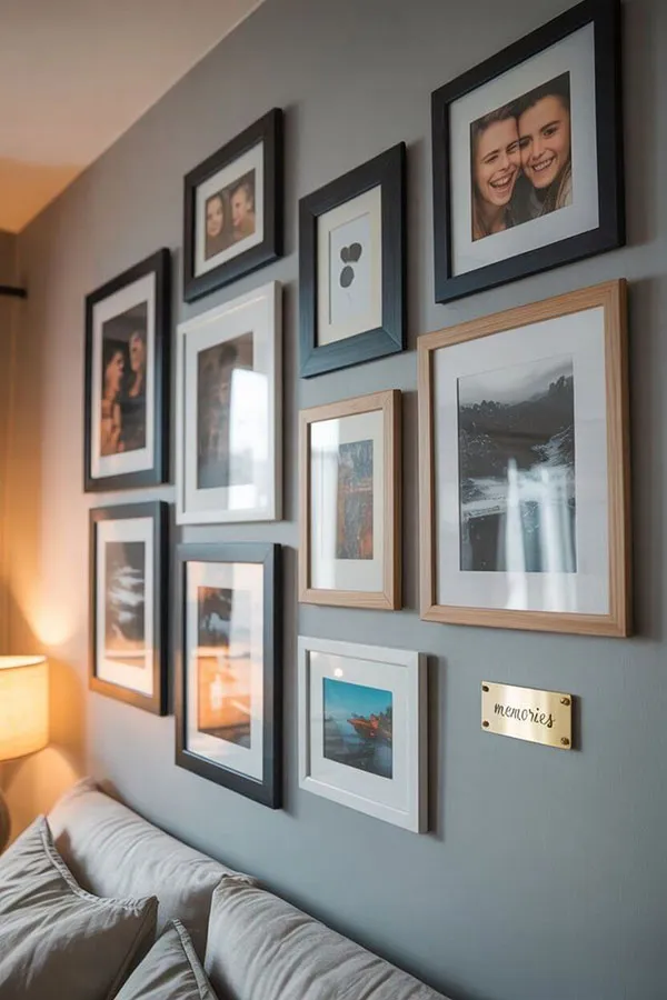 Photo frame arrangement in the reception area 5