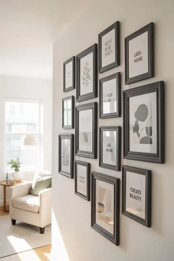 Photo frame arrangement in the reception area 9