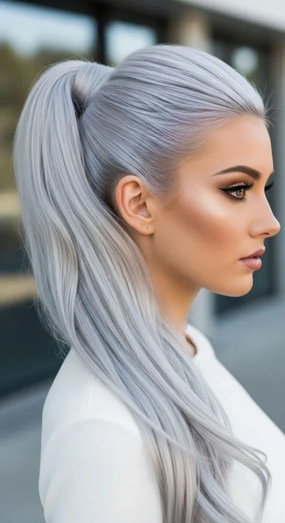 30 مدل رنگ موی نقره ای؛ مثل ماه بدرخش 🌕💇♀️ 17 Silver hair color 15