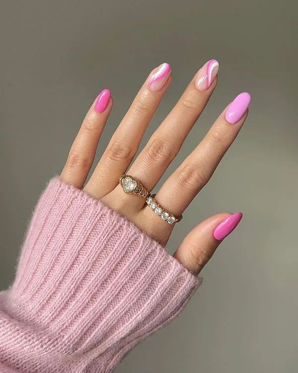 37 مدل طرح ناخن صورتی ساده؛ ظرافت دخترونه در اوج سادگی 🌸 16 Simple pink nail design 13