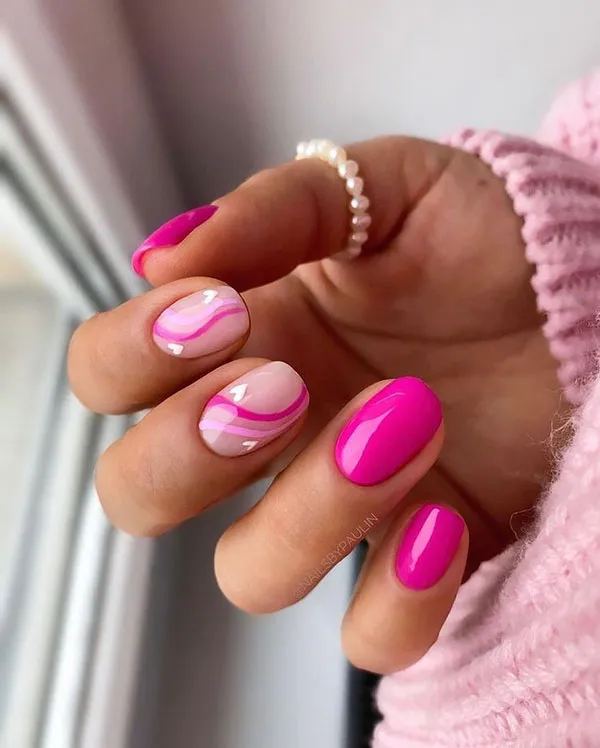 37 مدل طرح ناخن صورتی ساده؛ ظرافت دخترونه در اوج سادگی 🌸 22 Simple pink nail design 19