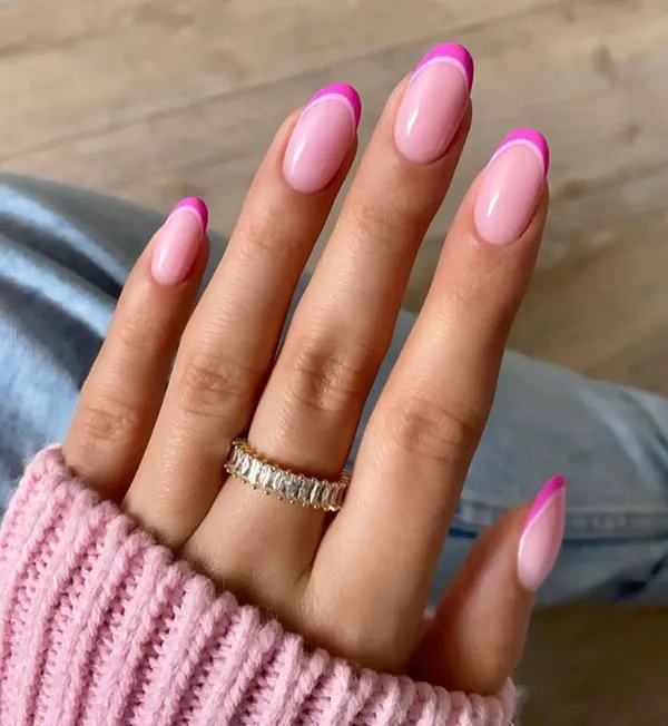 37 مدل طرح ناخن صورتی ساده؛ ظرافت دخترونه در اوج سادگی 🌸 30 Simple pink nail design 28