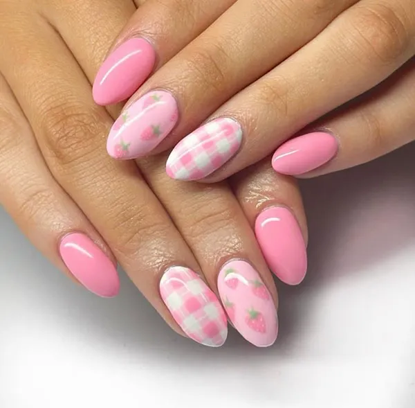 37 مدل طرح ناخن صورتی ساده؛ ظرافت دخترونه در اوج سادگی 🌸 7 Simple pink nail design 3