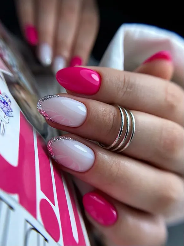 37 مدل طرح ناخن صورتی ساده؛ ظرافت دخترونه در اوج سادگی 🌸 12 Simple pink nail design 8