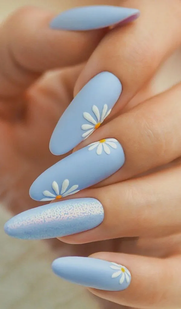 37 مدل ناخن ابی اسمانی زیبا؛ لمس آرامش روی نوک انگشتها 💙 13 Sky blue nail design 10