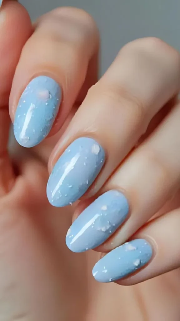 37 مدل ناخن ابی اسمانی زیبا؛ لمس آرامش روی نوک انگشتها 💙 21 Sky blue nail design 16