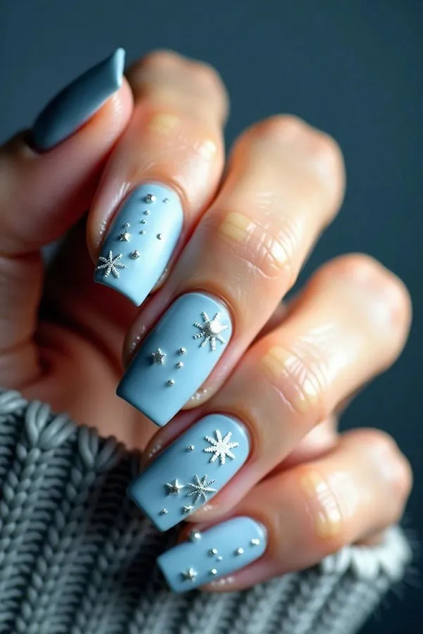 37 مدل ناخن ابی اسمانی زیبا؛ لمس آرامش روی نوک انگشتها 💙 25 Sky blue nail design 20