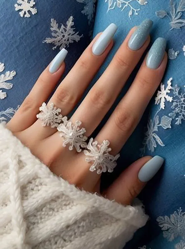 37 مدل ناخن ابی اسمانی زیبا؛ لمس آرامش روی نوک انگشتها 💙 29 Sky blue nail design 24