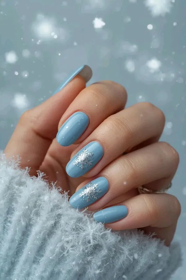 37 مدل ناخن ابی اسمانی زیبا؛ لمس آرامش روی نوک انگشتها 💙 31 Sky blue nail design 26