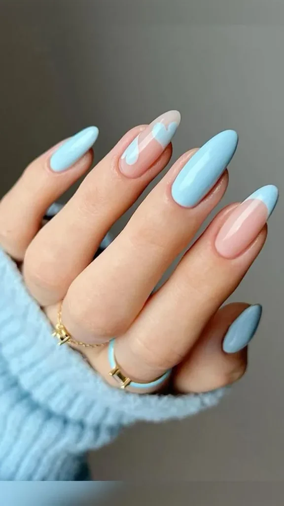 37 مدل ناخن ابی اسمانی زیبا؛ لمس آرامش روی نوک انگشتها 💙 10 Sky blue nail design 5