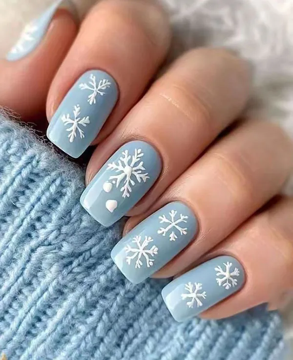 37 مدل ناخن ابی اسمانی زیبا؛ لمس آرامش روی نوک انگشتها 💙 9 Sky blue nail design 6