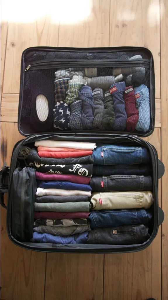 31 ایده چیدمان چمدان مسافرت | ترفندهایی که هر مسافری باید بلد باشه! 34 Travel luggage arrangement 26