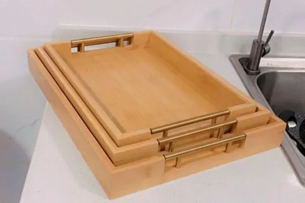 34 مدل سینی های چوبی برای کافیبار، میز صبحانه و دکور خانه ☕ 3 Wooden tray model 1