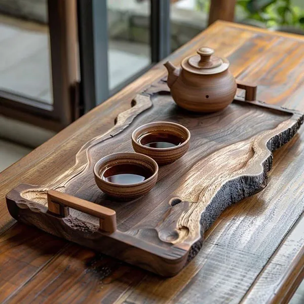 34 مدل سینی های چوبی برای کافیبار، میز صبحانه و دکور خانه ☕ 12 Wooden tray model 11