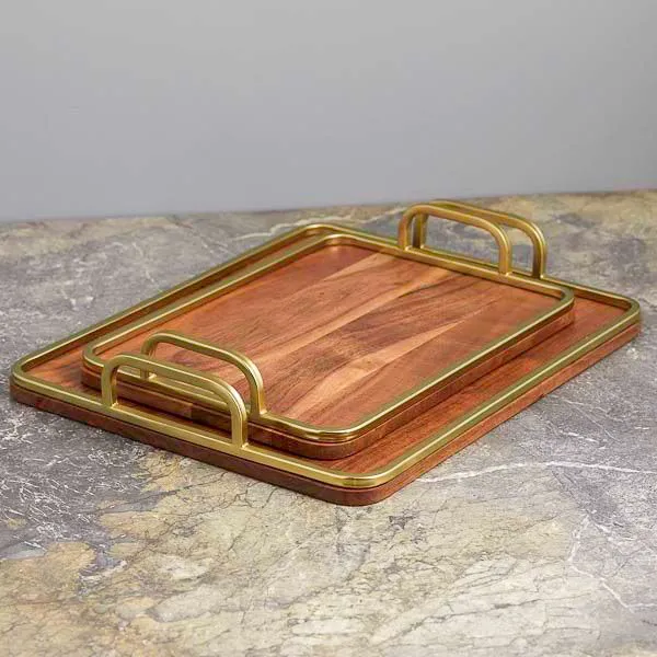 34 مدل سینی های چوبی برای کافیبار، میز صبحانه و دکور خانه ☕ 2 Wooden tray model 3