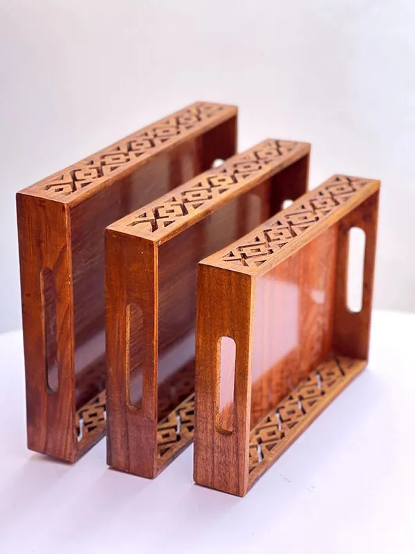 34 مدل سینی های چوبی برای کافیبار، میز صبحانه و دکور خانه ☕ 29 Wooden tray model 30
