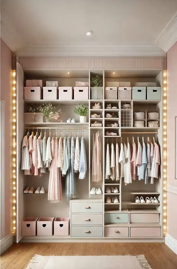 زیباترین کمد لباس دخترانه 2025؛ اتاقت یه کمد خوشاستایل میخواد 👗✨ 18 beautiful girls wardrobe diakoland photo 10