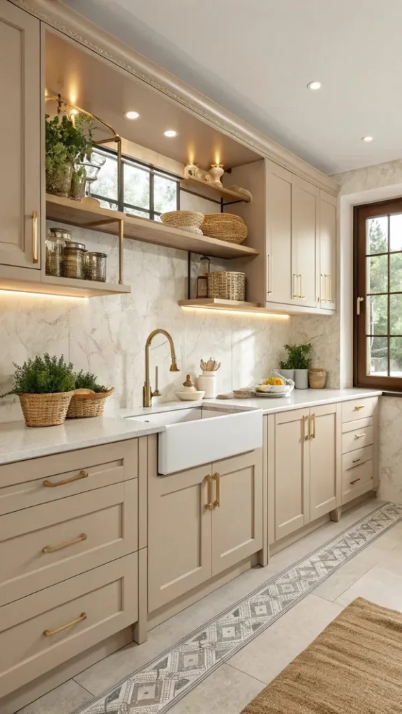 35 مدل کابینت بژ شیک؛ از طراحی ایتالیایی تا دکور ایرانی؛ بژ تو هر سبک میدرخشه! 27 beige kitchen cabinet diakoland photo 21