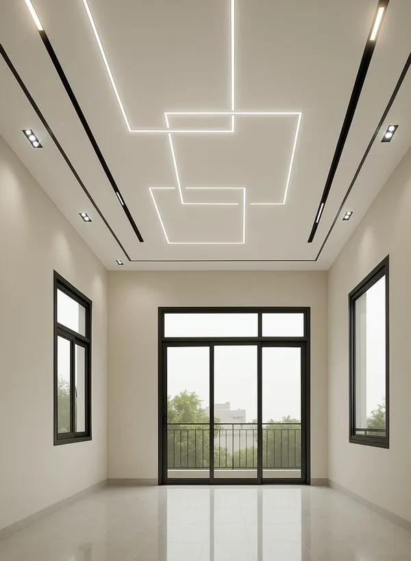 35 طرح لاین نوری سقف؛ ترندی مدرن برای دکوراسیون! 7 line lighting ceiling diakoland photo 5