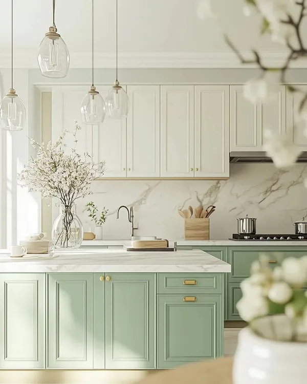 pastel green kitchen cabinets diakoland photo 4