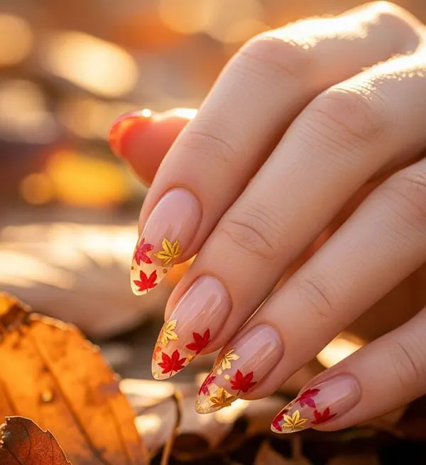 32 عکس ناخن پاییزی: رنگهای گرم و شاین لطیف فصل! 23 Autumn nail photo 23