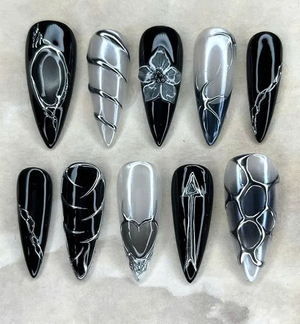 Black nail design for girls 1