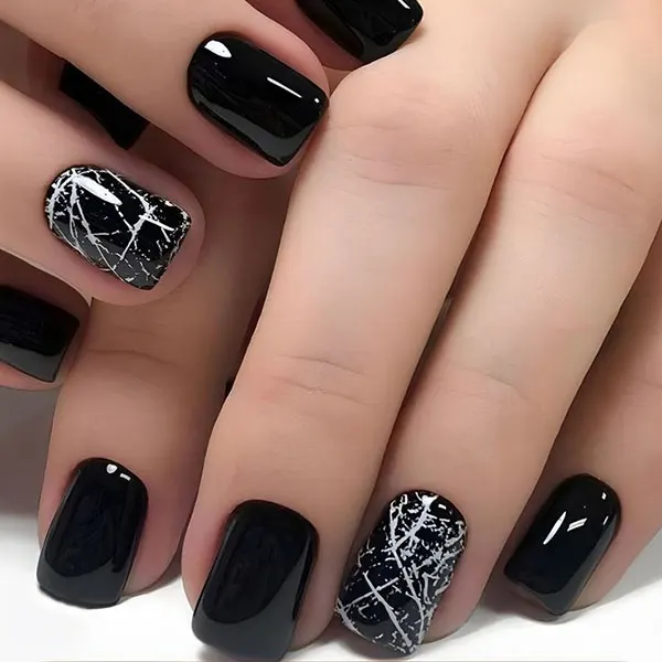 Black nail design for girls 14