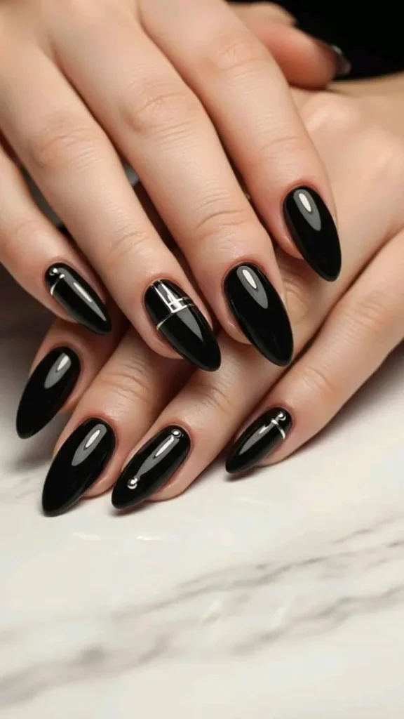 Black nail design for girls 21