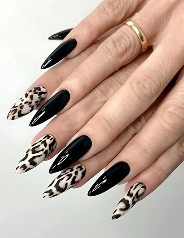 Black nail design for girls 24