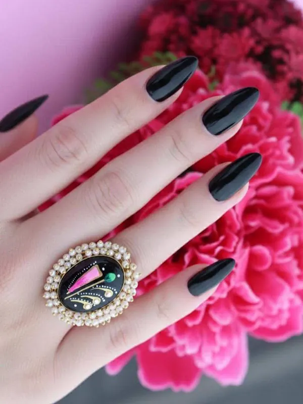 Black nail design for girls 26