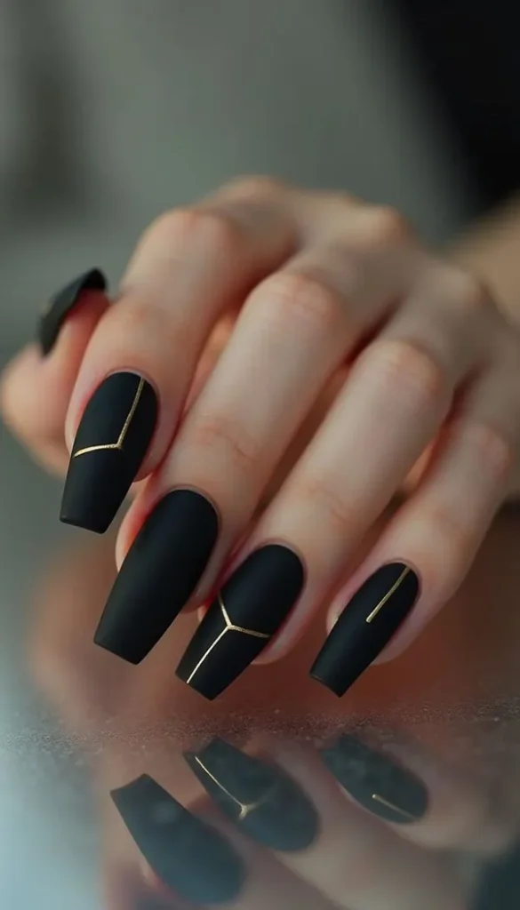 Black nail design for girls 29