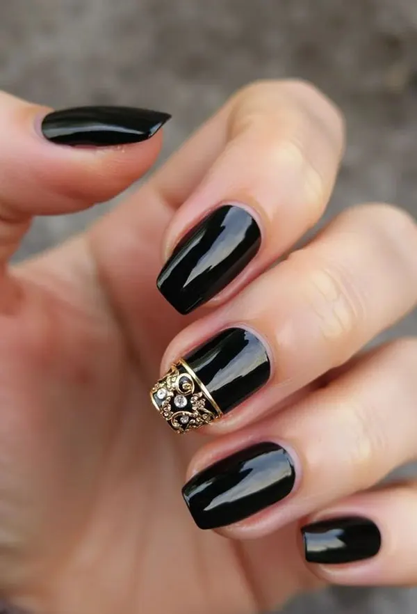Black nail design for girls 30