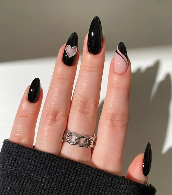 Black nail design for girls 6