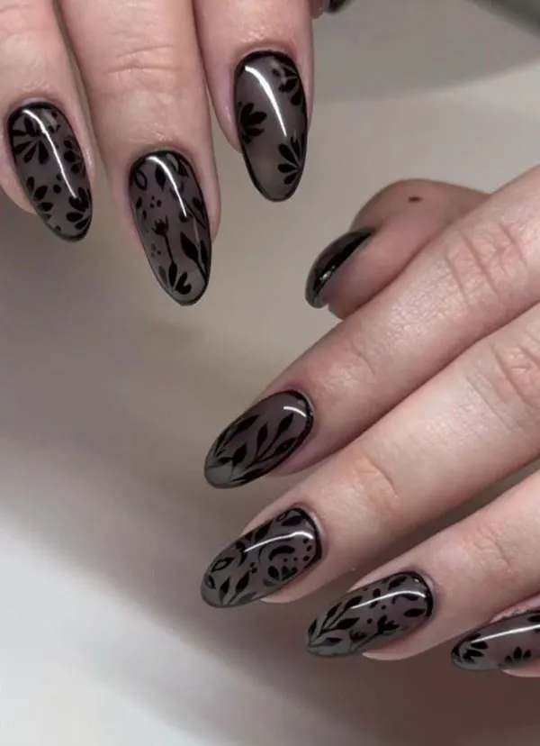 Black nail design for girls 7