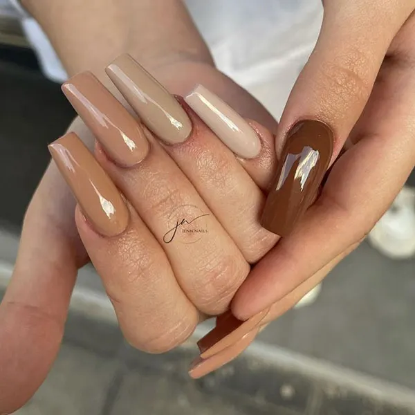 Cream brown nail design 10