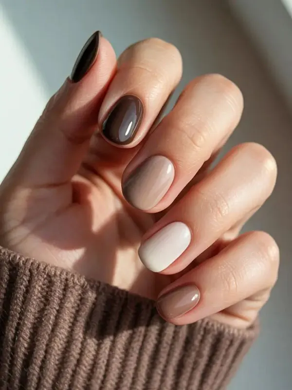 Cream brown nail design 11