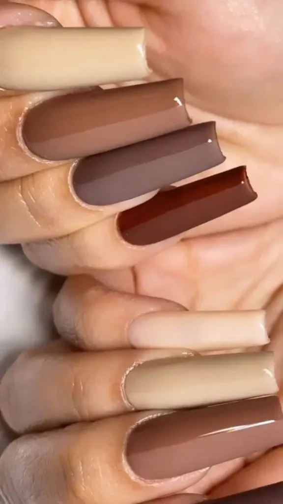 Cream brown nail design 3