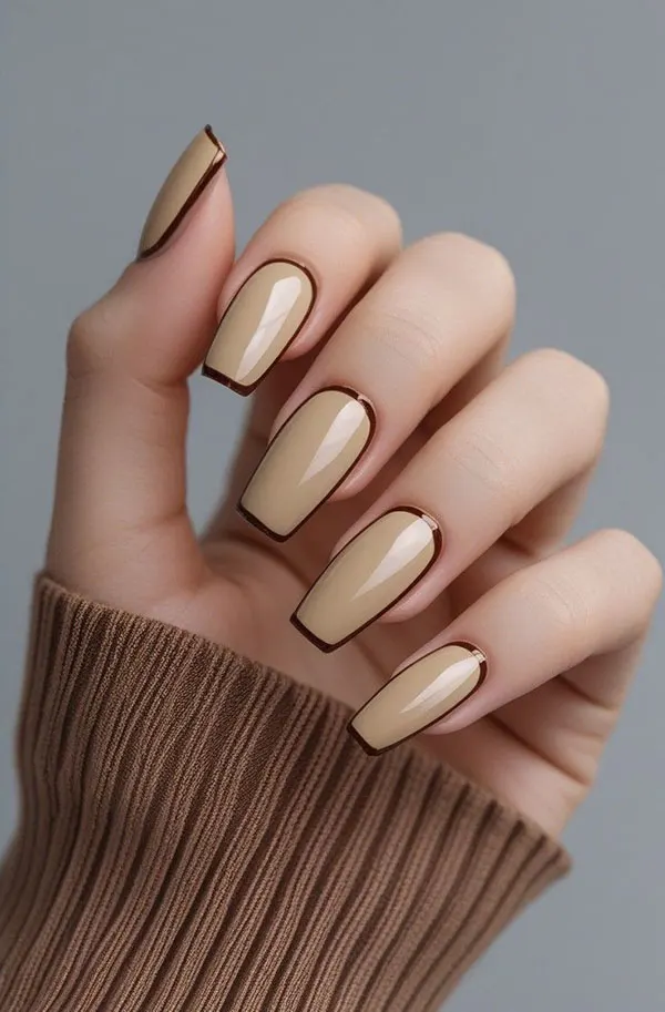 Cream brown nail design 31