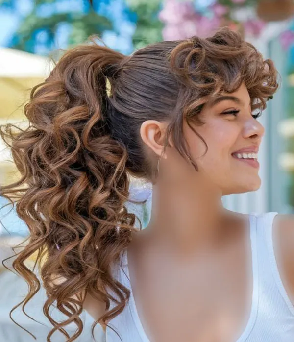 31 مدل موی دم اسبی فر زنانه؛ استایل خفن و جمعوجور برای مهمونیها 33 Curly ponytail hairstyle 30