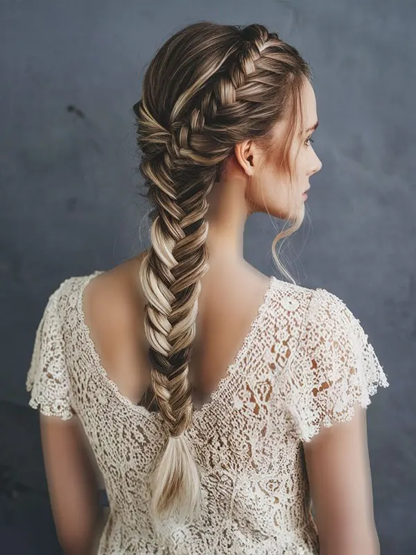 342 مدل مو تیغ ماهی دخترانه؛ بافت زیبا و جدید برای موهای متوسط و بلند💖 18 Fishtail hairstyle 15